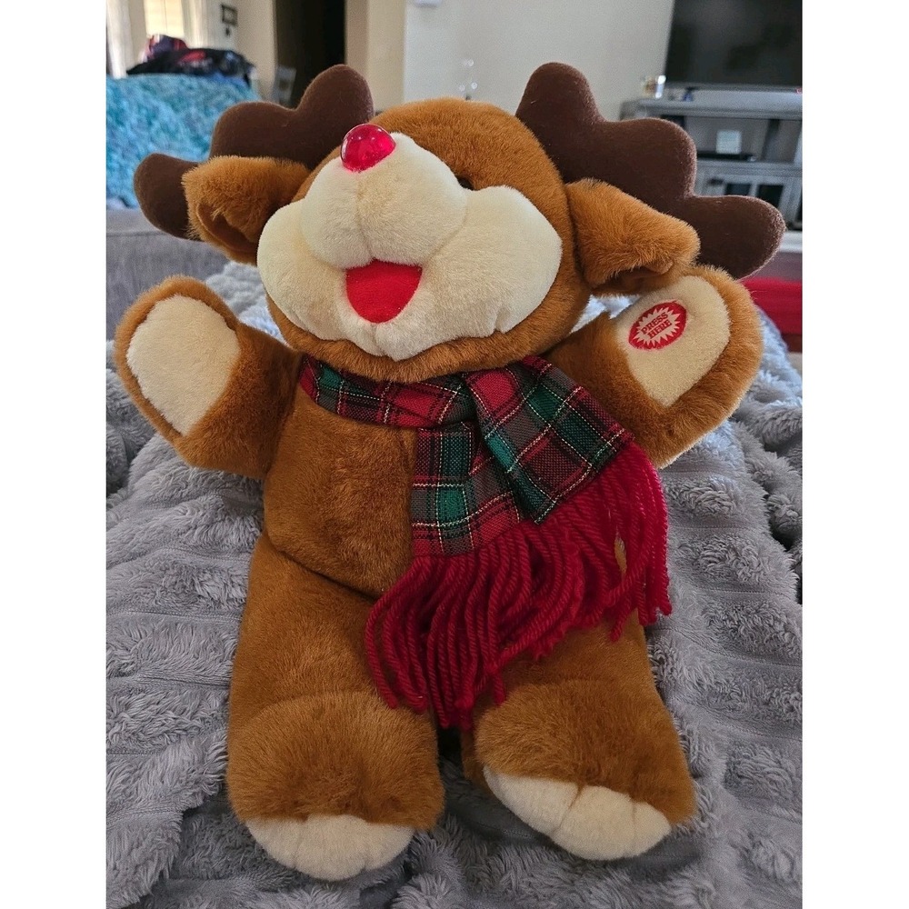 DanDee Rudolph Red Nosed Reindeer Light Up Plush Christmas Holiday 15 Inch Brown